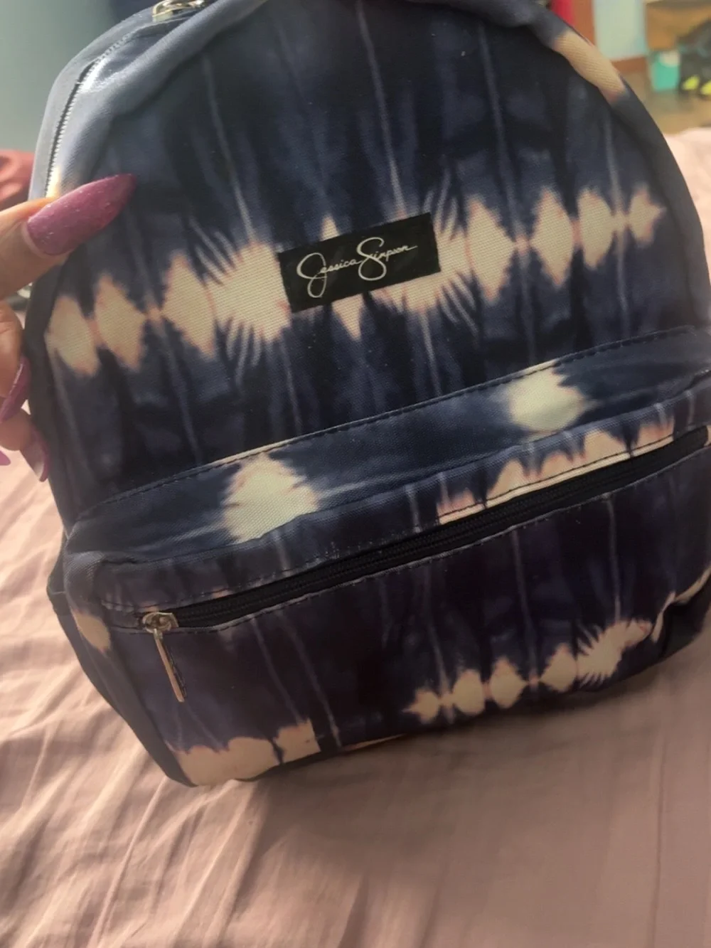 Navy Tie-Dye Canvas Men's Backpack - Stylish Daily Carry